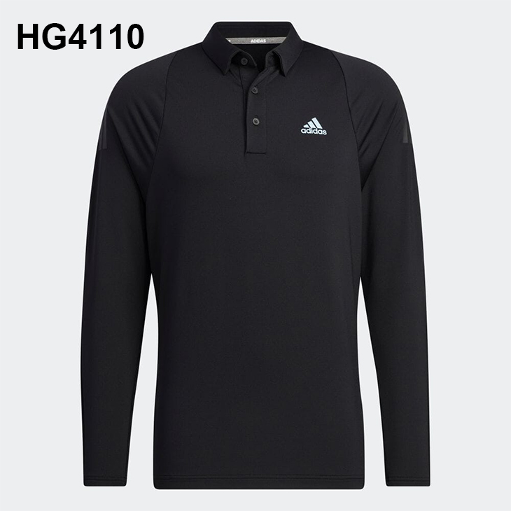 アディダス メンズ ポロシャツ 長袖 ゴルフウェア adidas GOLF COLD. RDY 保温 ストレッチ ボタンダウンシャツ 男性 紳士用  ゴルフシャツ 黒 ブラック /D7677