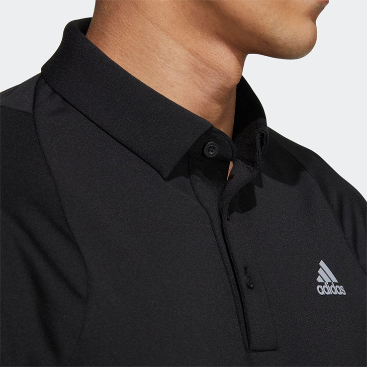 アディダス メンズ ポロシャツ 長袖 ゴルフウェア adidas GOLF COLD. RDY 保温 ストレッチ ボタンダウンシャツ 男性 紳士用  ゴルフシャツ 黒 ブラック /D7677