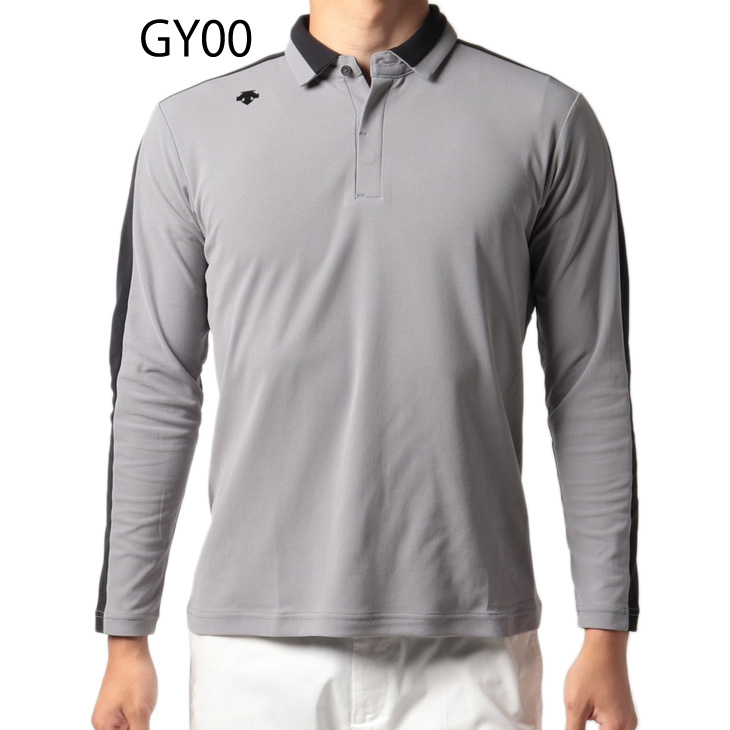 新品 定価13200 DESCENTE GOLF 軽量 ストレッチ 長袖 ポロシャツ O グレー×ブラック デサント ゴルフ メンズ 吸汗速乾 DESCENTE デサント 長袖 鹿の子 ポロシャツ ゴルフウェア メンズ