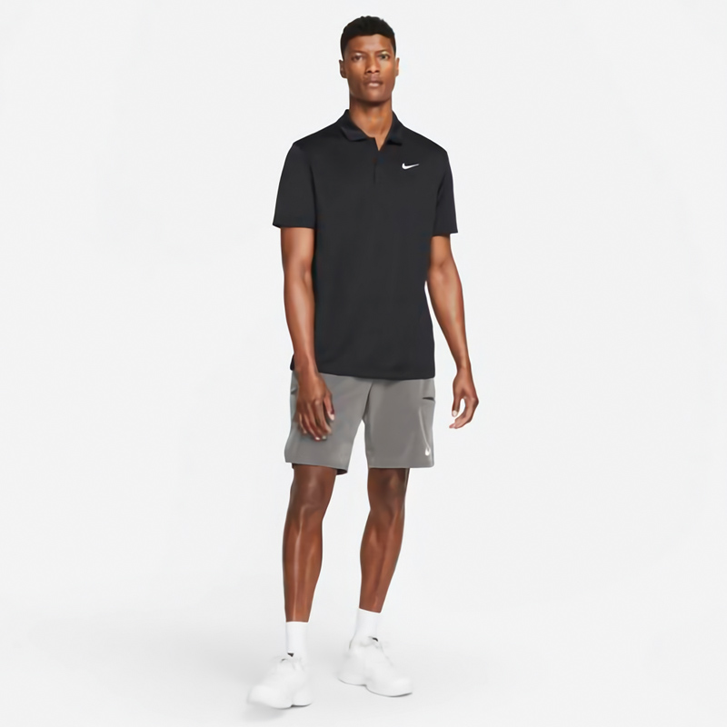 NIKE テニス 半袖ポロシャツ クロコ柄 ハーフジップ フェデラー着用 黒 NIKE（ナイキ） ポロシャツ 半袖 メンズ NIKE Dri-FIT テニス スポーツ