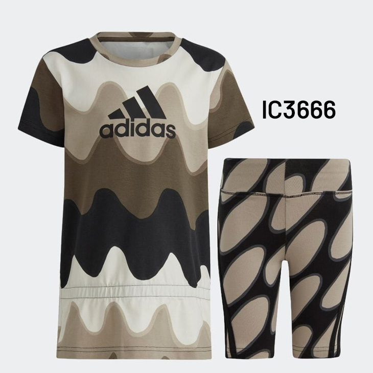 アディダス キッズ ベビー 半袖Tシャツ ショートタイツ 上下 マリメッコ 女の子 100-130cm adidas 2点セット 総柄 スポーツ  カジュアル /ECH25【a20Qpd】