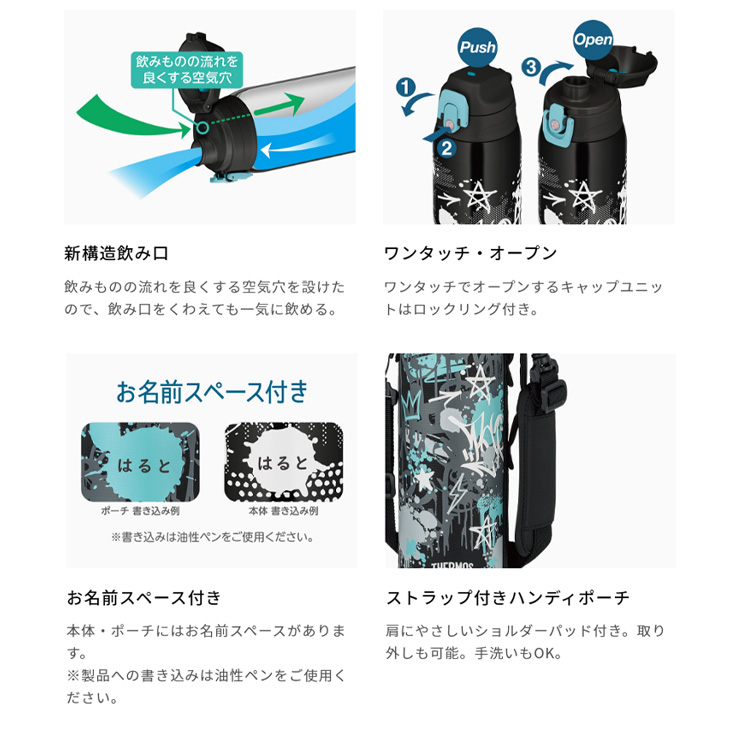 サーモス 水筒 1L 1000ml ステンレスボトル THERMOS 真空断熱2ウェイボトル 保温 保冷 スポーツタイプ スポーツ飲料OK 丸洗いOK  子ども 学校 遠足 /FJJ-1001WF : fjj-1001wf : APWORLD - 通販 - Yahoo!ショッピング