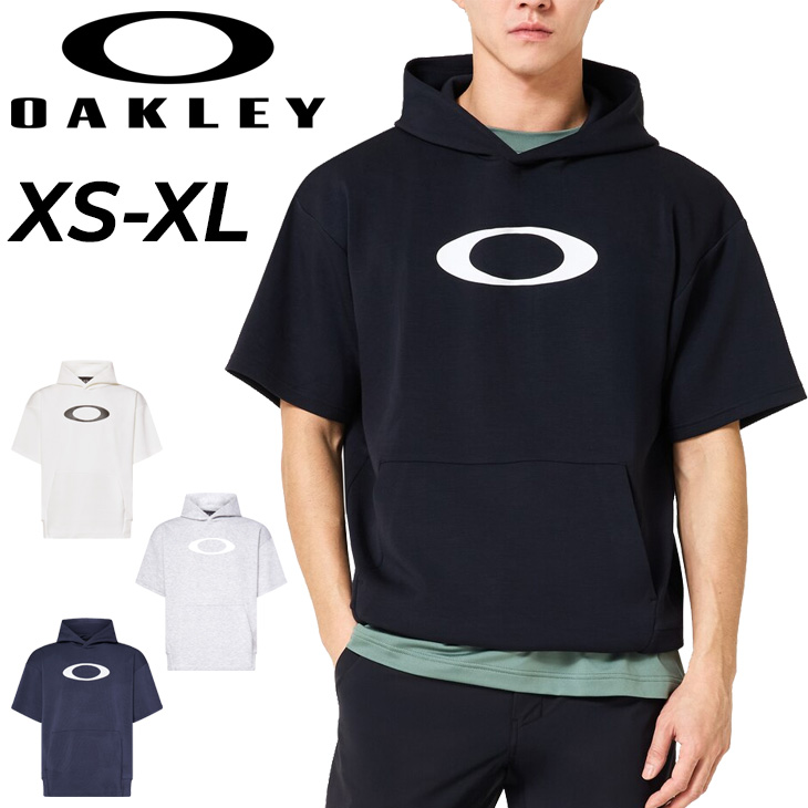 OAKLEY フード付き半袖トレーナー Lとショートパンツセット XLブラック OAKLEY（オークリー） スウェット パーカー 半袖 メンズ プルオーバー