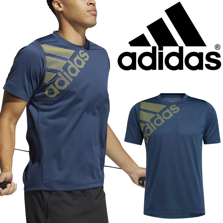 半袖Tシャツ メンズ adidas アディダス M4T フリーリフト ビッグロゴTEE/スポーツウェア ネイビー 紺 トレーニング 男性 クルーネック  /FSF86-GM0658