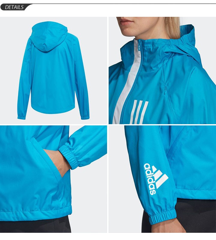 adidas メッシュ フード付きジャケット 青 adidas ウインドブレーカー レディース アディダス WND