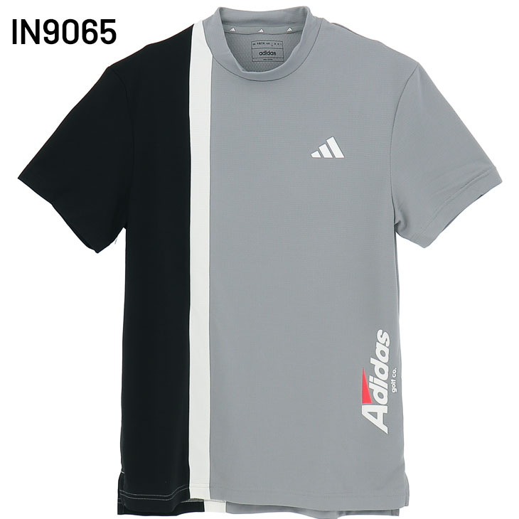 BLACK &Whiteグレー 半袖 スポーツウェア Mサイズ adidas（アディダス） 半袖シャツ メンズ モックネック ゴルフウェア