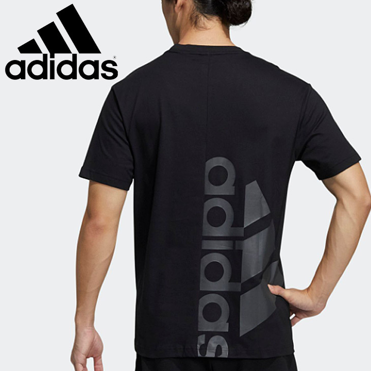 半袖 Tシャツ メンズ アディダス adidas M BOSC HALF LOGO TEE/スポーツウェア トレーニング 黒 ブラック バックプリント  クルーネック 男性 /JKL47-GN0782