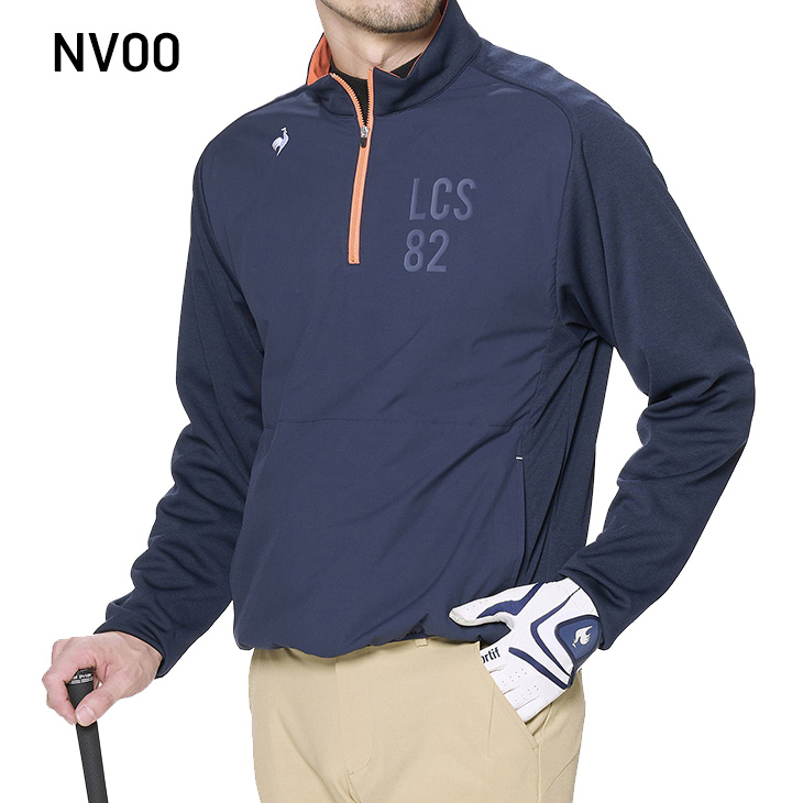 ルコックゴルフ★長袖 ハーフジップ ウェア グレー ドット LLサイズ le coq sportif GOLF セール 公式 ルコックスポルティフ ゴルフ
