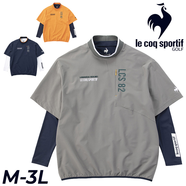 le coq sportif GOLF 半袖ナイロンジャケット サイズL メンズ ルコック ゴルフ 立体裁断 le coq sportif GOLF】美品 半袖ナイロンブルゾン メンズL