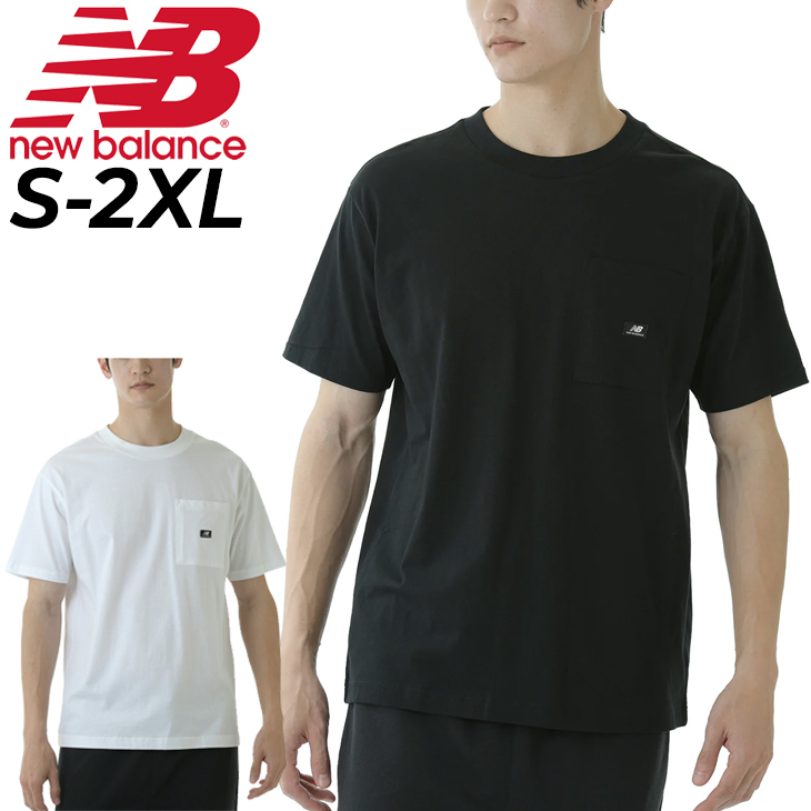 ニューバランス 半袖 Tシャツ メンズ NEWBALANCE Essentials ポケットT スポーツ カジュアル ウェア 男性 ワンポイント  ポケT クルーネック ブラック /MT31542 :MT31542:APWORLD 通販 