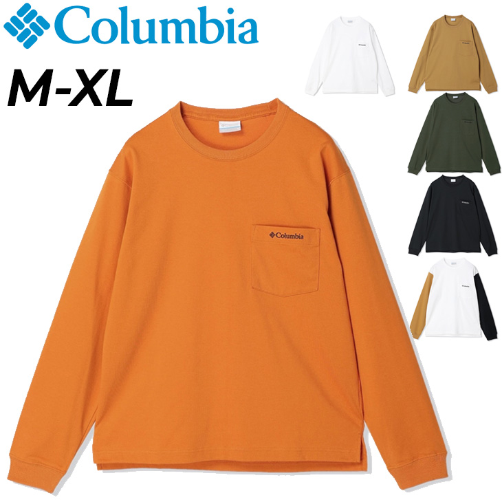 【極美品】PLAN C オレンジ 長袖プルオーバーシャツ Lサイズ Columbia（コロンビア） 長袖 Tシャツ クルーネック メンズ ヤング
