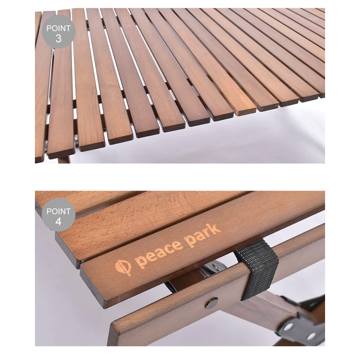 組み立て式テーブル ブラウン PEACE PARK ピースパーク/収納袋つき