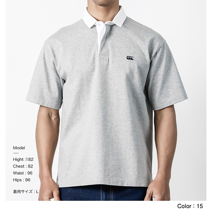 Canterbury JAPAN ラガーシャツ グレー ラガーシャツ 半袖 ポロシャツ メンズ レディース カンタベリー