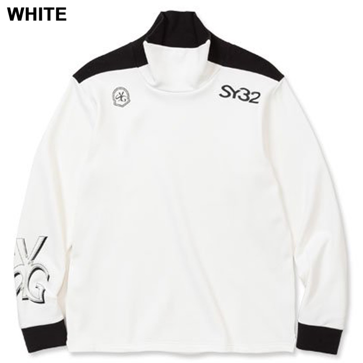 サイズ：M SY32 BY SWEET YEARS GOLF エスワイサーティトゥ  ハイネック 長袖Tシャツ ベロア地  ホワイト系 [240101421969] ゴルフウェア レディース ストスト SY32 by SWEET YEARS GOLF メンズ ハイネックシャツ 長袖
