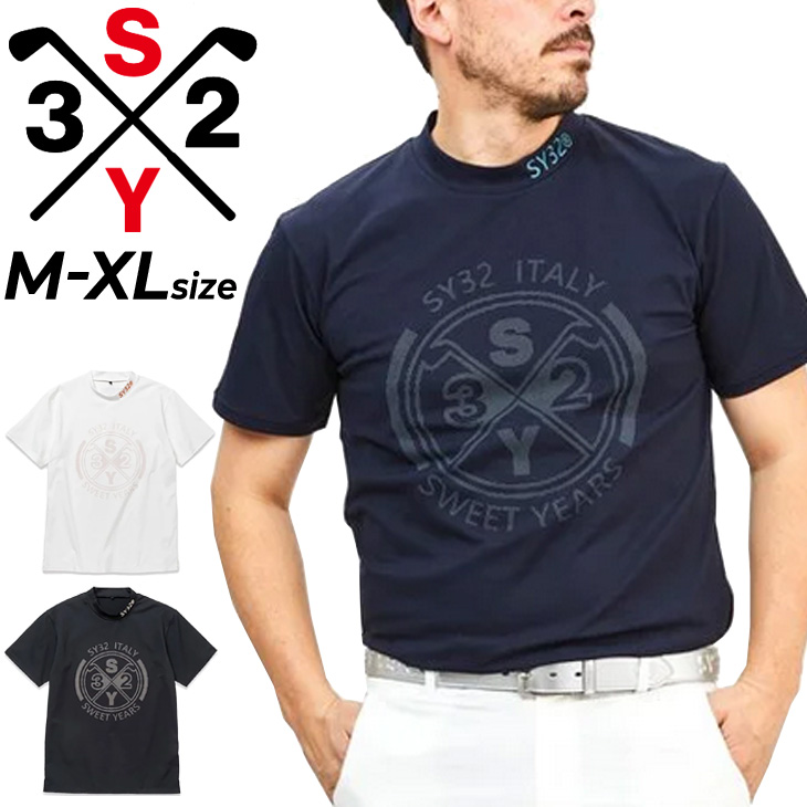 【美品】SY32 by SWEET YEARS シャツ ゴルフ ウェア 総柄 M SY32 by SWEET YEARS スウィートイヤーズ メンズ 半袖シャツ