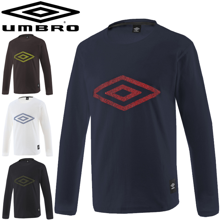 長袖 Tシャツ メンズ/umbro アンブロ コットンシャツ/スポーツウェア トレーニング サッカー 男性 クルーネック ビッグロゴ  トップス/UMUQJB50