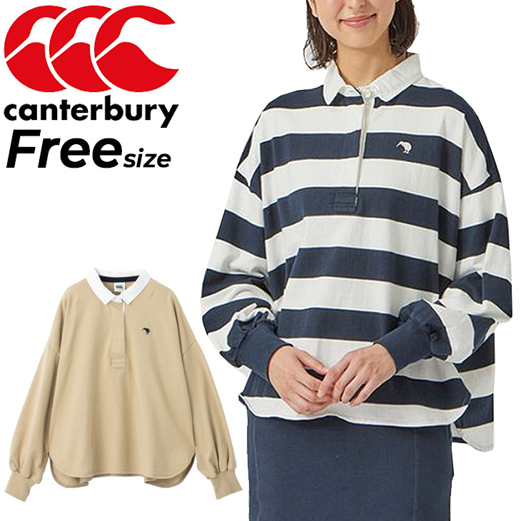 ラガーシャツ レディース 長袖 ポンチョ風/ンタベリー canterbury