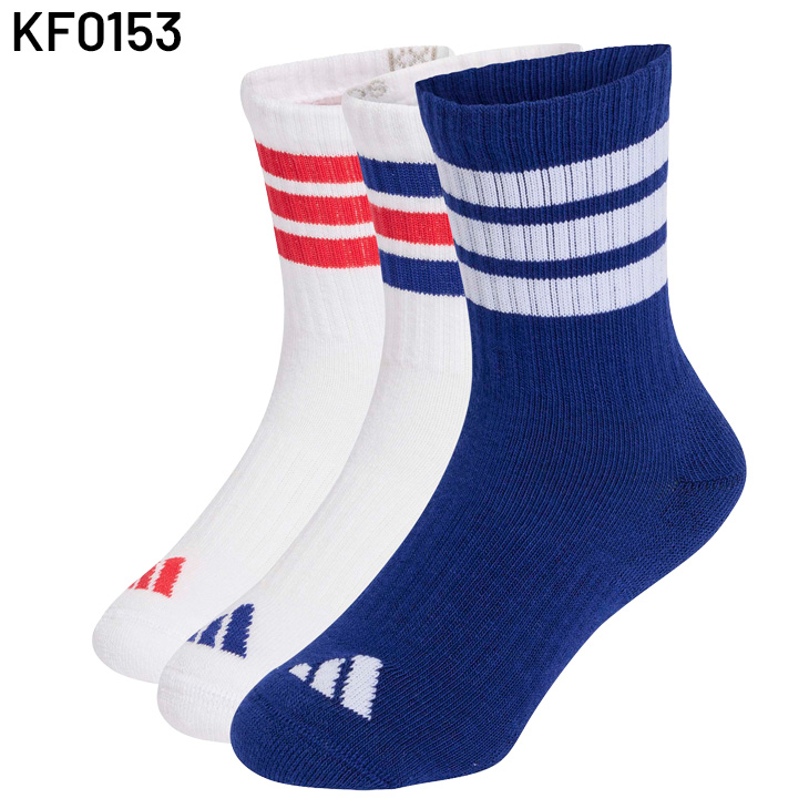 adidas（アディダス） ジュニア 靴下 3足組 キッズ 3P クルーソックス