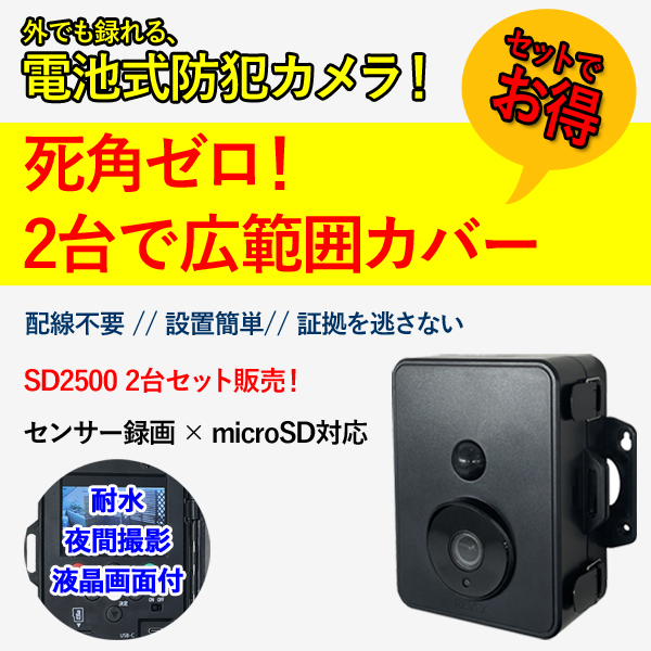 2個セット microSDカード録画式 センサーカメラ SD2500 リーベックス