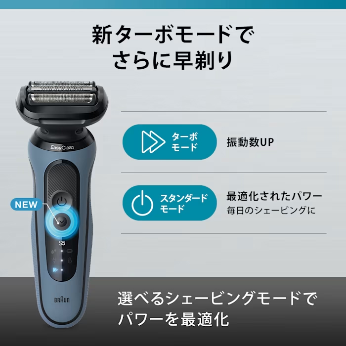 BRAUN（ブラウン） 充電式シェーバー 52-A1200s アズールブルー 密着