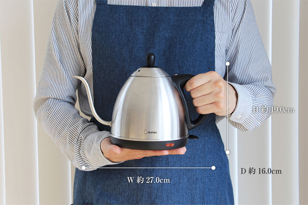 ドリテック 電気ケトル コーヒーケトル 細口 黒 コーヒーポット 小型