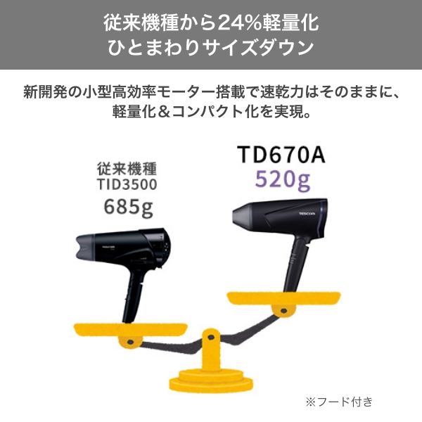 テスコム（TESCOM） プロテクトイオン ヘアードライヤー TD670A-K