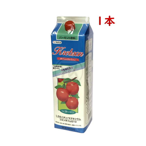 おいしいクレブソン 1800mL 栄養機能食品 りんご酢 ハチミツ L-カルニチン コエンザイムＱ10 ビタミンB2 B6 バーモント飲料 フジスコ｜wa-mu