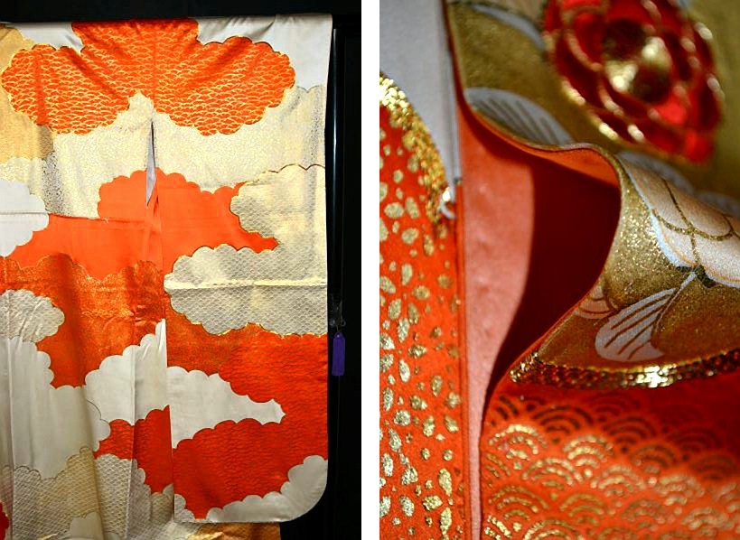 振袖 中古 最高峰 新品同様 本金箔 金駒シシュウ 雲取り吉祥花文 クリーニング済 振袖 身丈164ｃｍ 裄丈64.5ｃｍ T3020