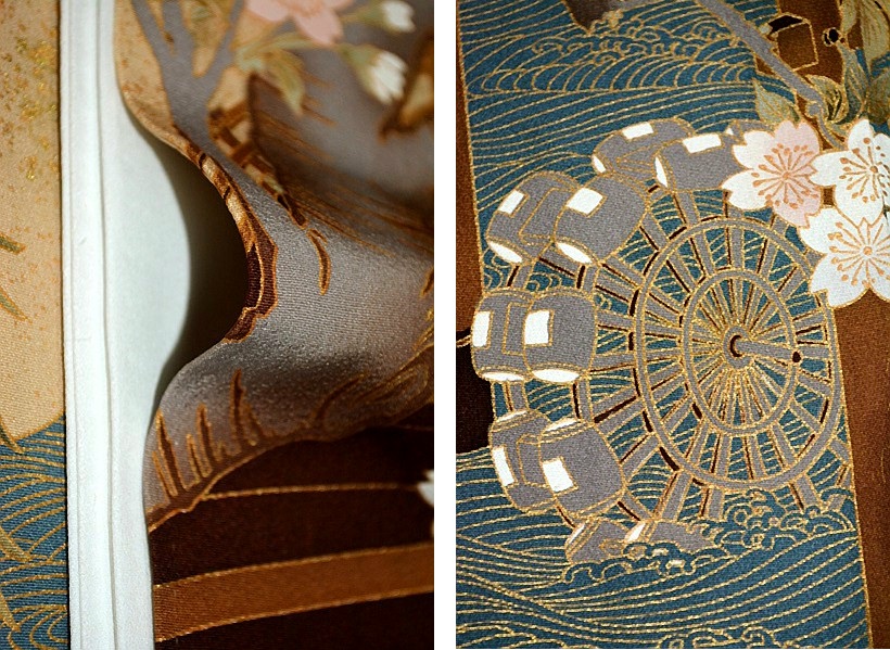 色留袖 中古 最高峰 新品同様 皇室デザイナー 中村乃武夫 渡橋風景花文 3つ紋 比翼付き クリーニング済 身丈159m 裄65cm Ｔ2881