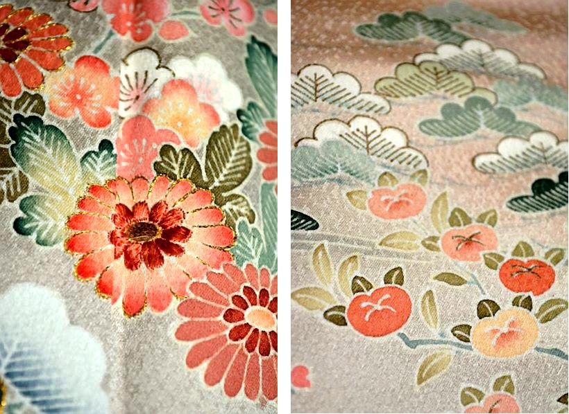 色留袖 中古 最高峰 未使用品 名門上野家 四代目 上野真 二代目 上野為二　笹松梅風景 3つ紋 比翼付き 身丈167cm 裄66cm Ｔ2931