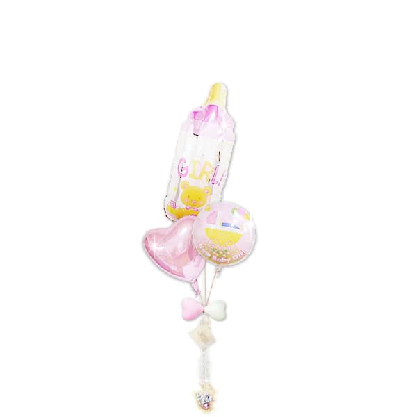 出出産祝ストロール女の子パステルミルクdeちゅ3バルーンセットのサブ画像
