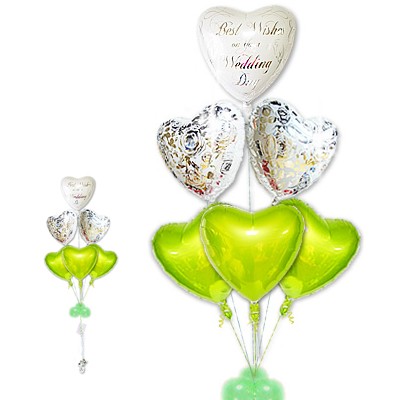 春夏新作モデル バルーン電報 安い 結婚式 ライムグリーン６バルーン 結婚祝エレガント ギフト