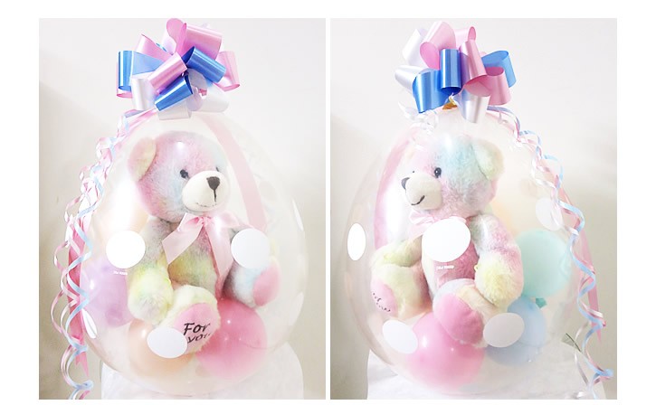 マカロンカラー テディベア バルーン電報 結婚式 誕生日 プレゼント