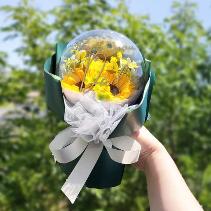 ひまわり アクリル バルーン フラワー ブーケ 花束 シャボン