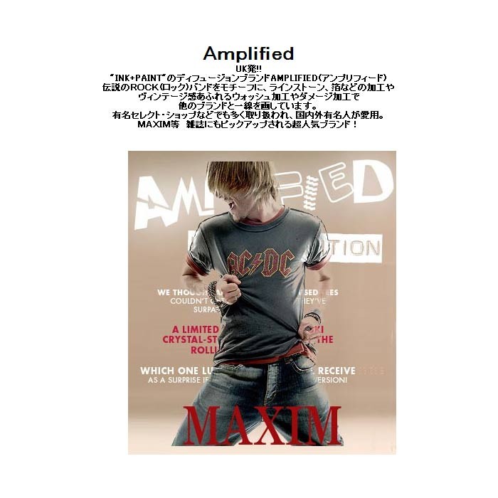 Amplified(アンプリフィード）The Rolling Stonesローリング　 ストーンズ1973ヨーロピアン・ツアーＴシャツ，バンドＴシャツ,ロックｔシャツ,アンプリファイド