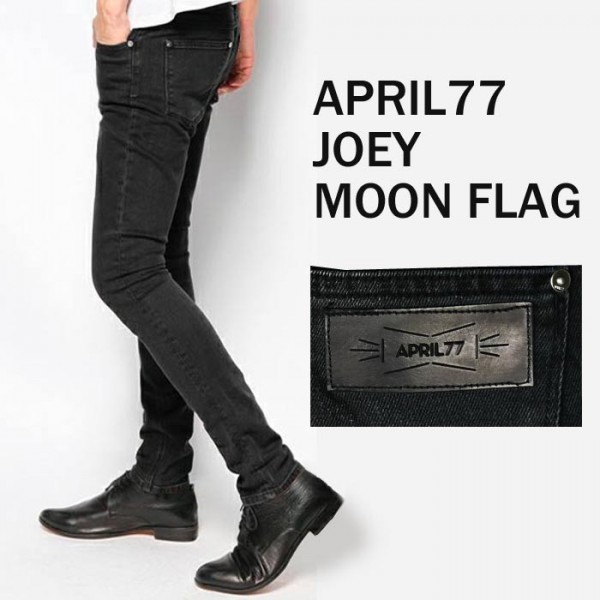 april77 エイプリル77 Joey Moon Flag Hi Standard継続モデル ブラック スキニージーンズ ウォッシュ スキニーパンツ　 ロックファッション