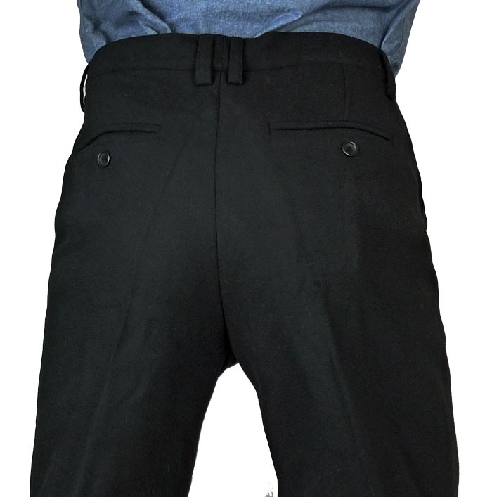 スリム テーパード ブラック ウール アンクル丈 9分丈 スラックス 黒