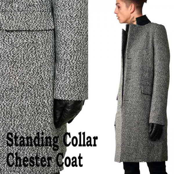 チェスターコート ステンカラーコート ロング ジャケット コート ジャケットメンズ ツイードコート メンズコート ロックファッション Chester Coat Gray ストリート ロックファッションwad 通販 Yahoo ショッピング