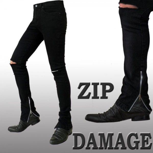 BADSWAGダメージ加工スリムフィットブラックデニム BADSWAGダメージ加工スリムフィットブラックデニム - メルカリ