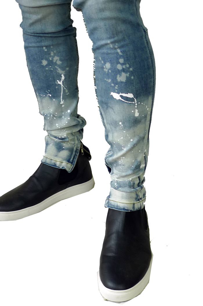 FEKETE ダークグレー ペイントスプラッター デニム FULLCOUNT / フルカウント】 Straight Selvedge BK Denim
