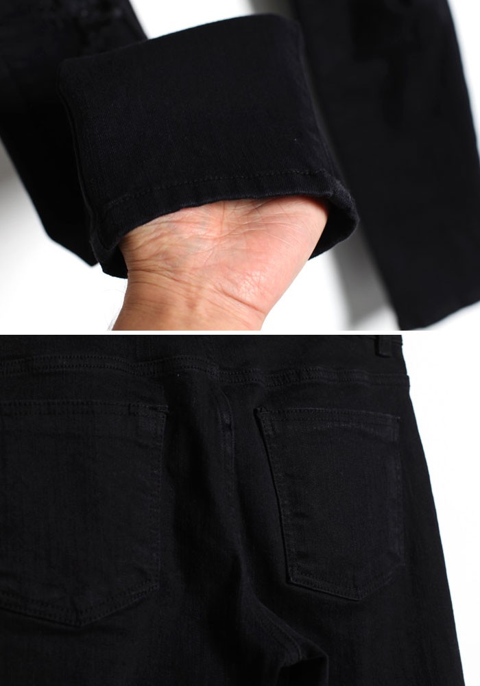 クラッシュ ダメージ スキニー ブラック ジーンズ デニム スリム