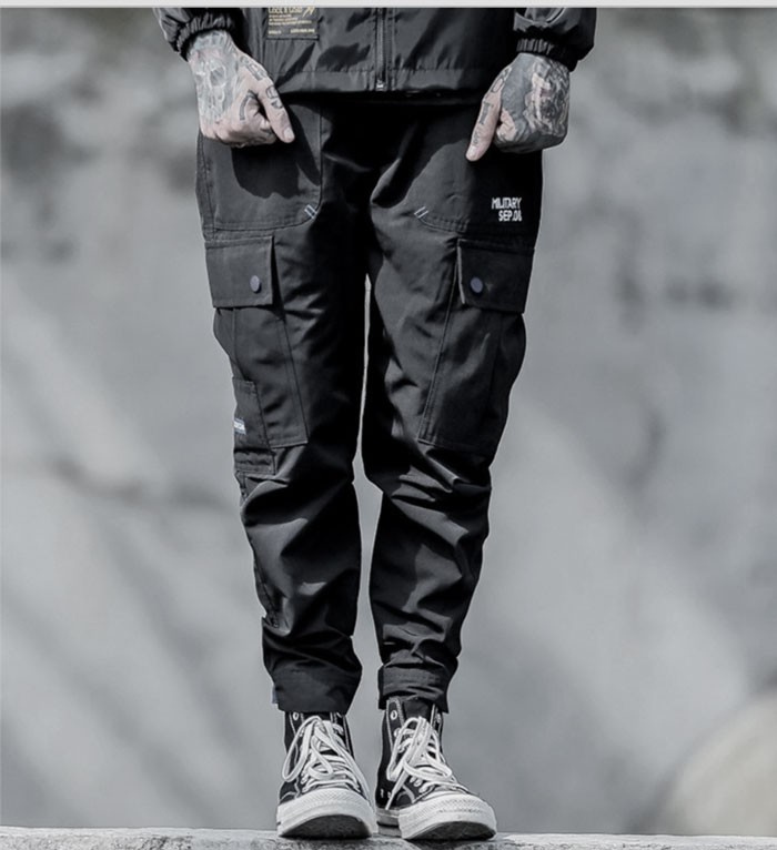 カーゴパンツ ビッグポケット ジョガーパンツ サルエルパンツ ブラック