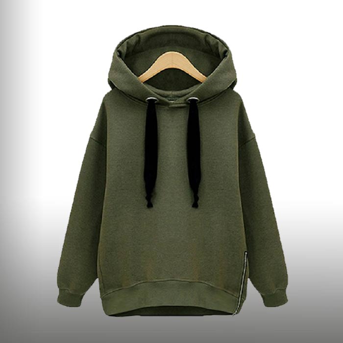 サイドにZIPアクセントの変形カーキ パーカー フーディー ROCK PUNK