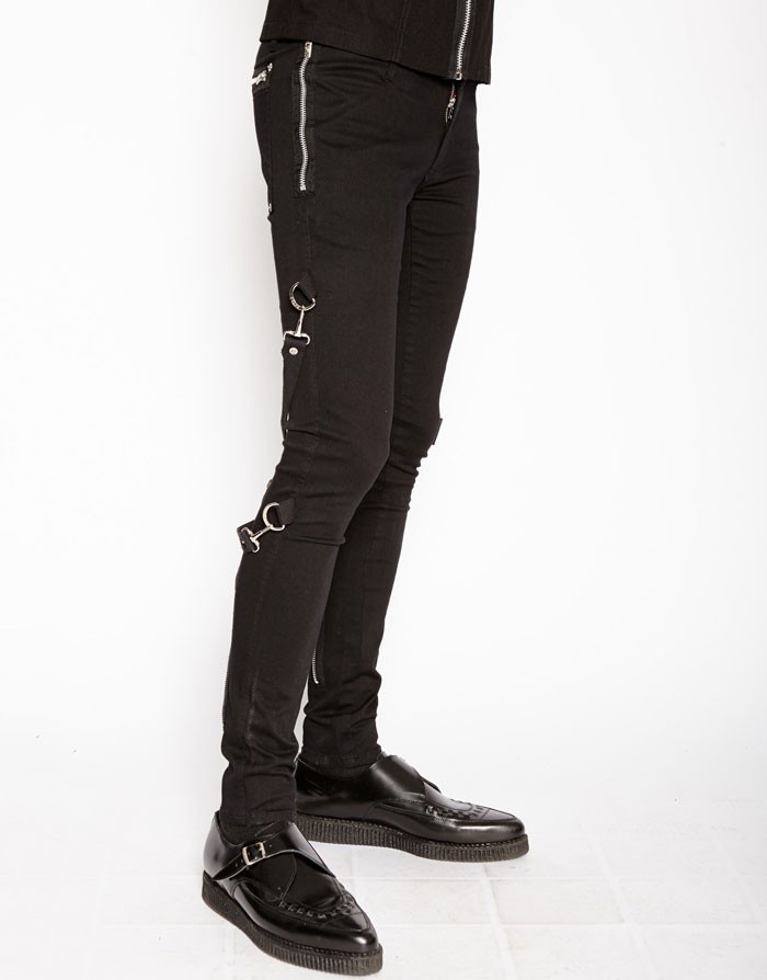 Tripp NY chaos-pants ブラック ジップ ボンテージ カーゴ スキ二ー