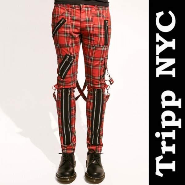 ボンテージパンツ TRIPP NYC(トリップニューヨーク) ジップデザイン レッドチェック スキニーパンツ カーゴ 赤 チェック スキニー パンク  ロック ファッション :tripp-red-bon:ストリート ロックファッションWAD - 通販 - Yahoo!ショッピング