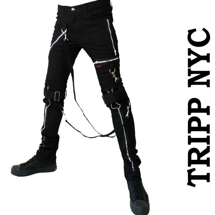 TRIPP NYC トリップニューヨーク ZIP ボンテージパンツ ブラック スキニーパンツ ボンデージパンツ おしゃれ パンク ロックファッション