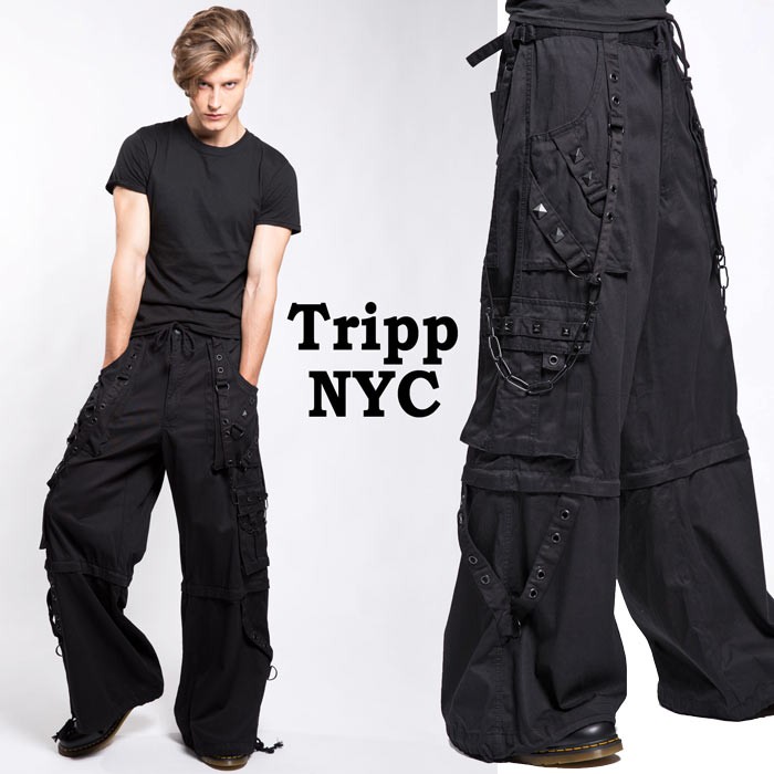 TrippNYC トリップ　ニューヨーク よりパンク　テイストな超ワイド　ボンテージ　パンツ　ハーフパンツにも