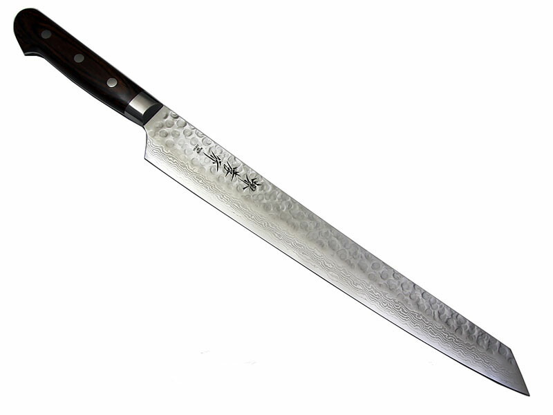 青木刃物製作所 300mm 剣型柳刃 17層槌目ダマスカス 07231