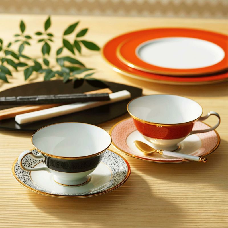 Noritake ノリタケ ティー・コーヒー碗皿 カップ＆ソーサー 220ml 朱小紋 T59587/4948 4948J/T59587 墨小紋  T59587/4949 4949J/T59587 ティーカップ コーヒー…