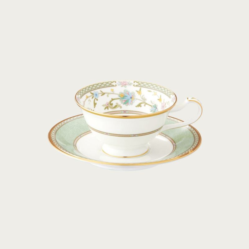 Noritake ノリタケ ヨシノ ティー・コーヒー碗皿 カップ＆ソーサー 220ml コーヒーカップ ティーカップ (グリーン)  Y59587/9983 9983J/Y59587 （グレー） Y595…